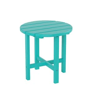 Mason 18 in. Turquoise Poly Plastic Fade Resistant Outdoor Patio Round Adirondack Side Table
