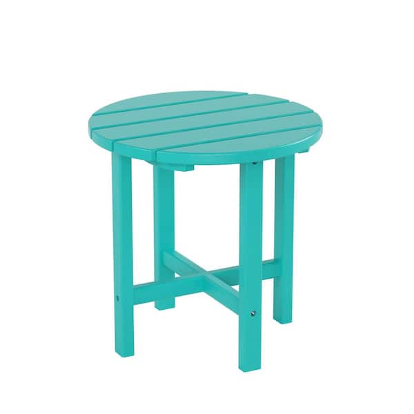 WESTIN OUTDOOR Mason 18 in. Turquoise Poly Plastic Fade Resistant Outdoor Patio Round Adirondack Side Table