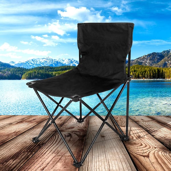 Unbranded 2 Pack Portable Folding Camping Chair with Carry Bag for Adults Collapsible Anti Slip Padded Oxford Cloth Stool in Black ZT W1134106204