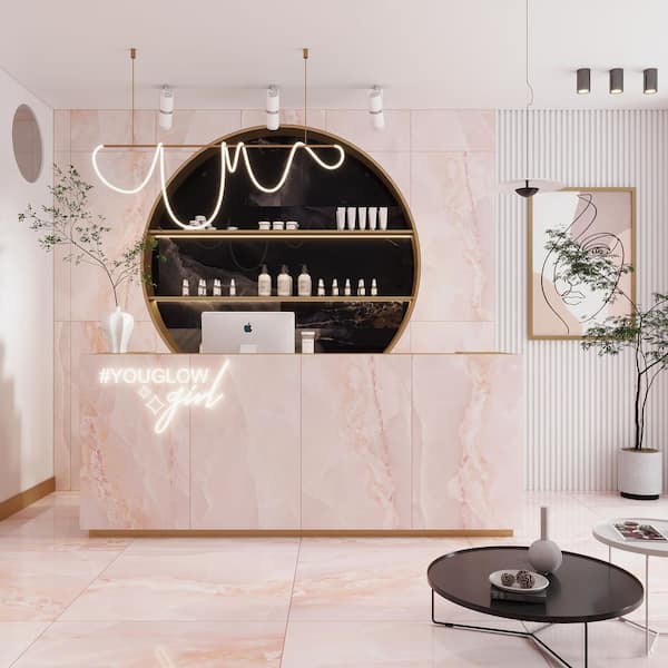 Splendor 36 in. x 36 in. Lappato Crepe Pink Porcelain Large Format Tile Wall and Floor Tile 17.4375 sq. ft./Case 2 pack