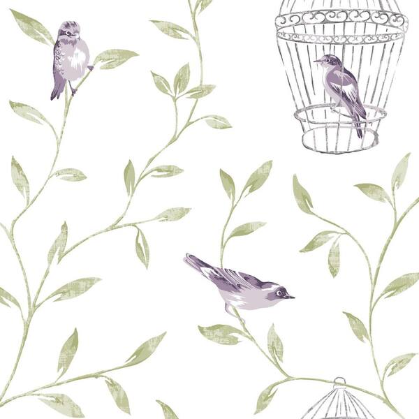 Graham & Brown Amethyst Birds and Cages Wallpaper