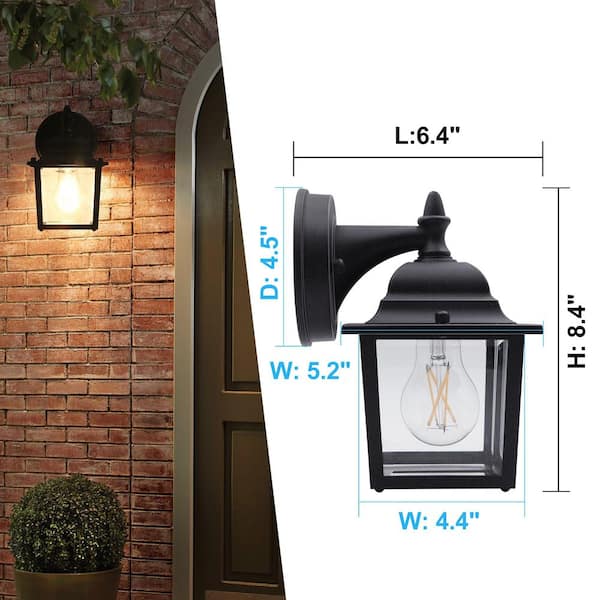 8.4 in. Black Outdoor Hardwired Wall Lantern Scone with No Bulbs Included