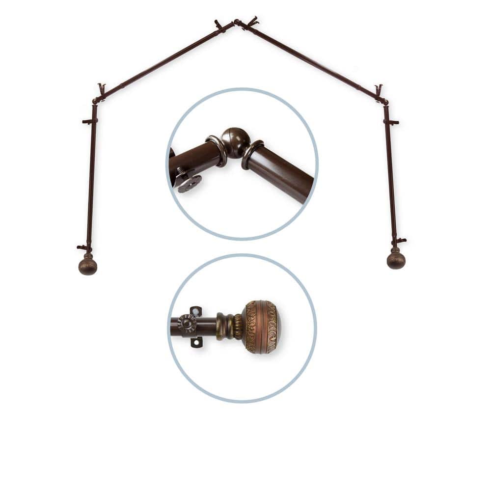 28-48 inch (each side) 13/16 inch diameter 4-Sided Bay Window Curtain Rod in Cocoa with Ornament Finials price history on PriceWatchPro