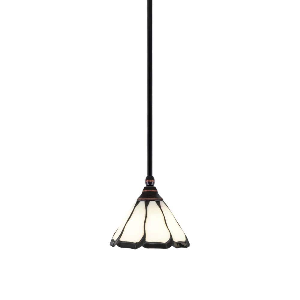 Sparta 100-Watt 1-Light Black Copper Mini Pendant Light with Pearl & Black 
