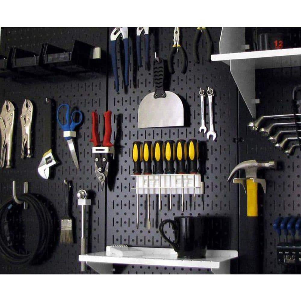 Black Heavy-Duty Steel Pegboard Panels Pack