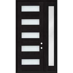 Regency 51 in. x 80 in. 5L Modern Clear Glass LHIS Onyx Stain Mahogany Fiberglass Prehung Front Door w/12 in. SL