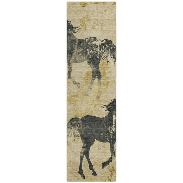 Addison Rugs Chantille Machine Washable Indoor/Outdoor Abstract ACN1717 Gold 2 ft. 3 in. x 7 ft. 6 in. Area Rug