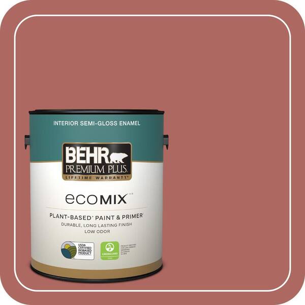 1 gal. #PPU2-13 Colonial Brick Semi-Gloss Enamel EcoMix Plant-Based Interior Paint & Primer