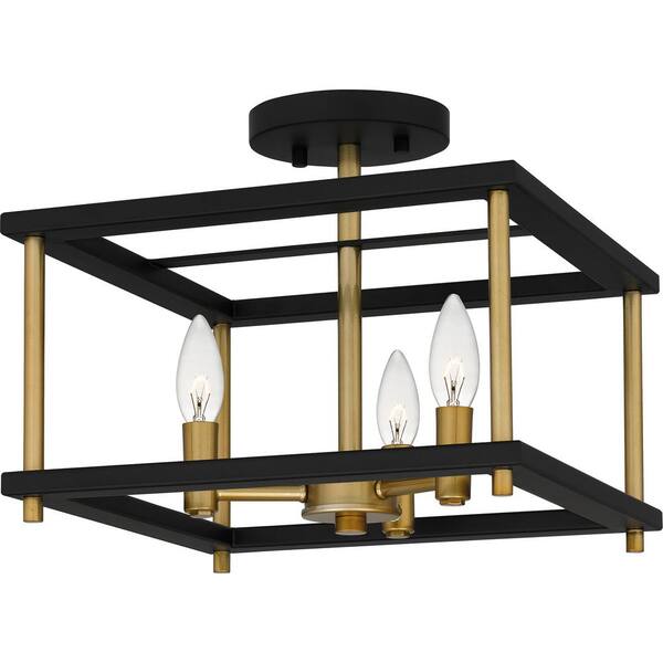 Quoizel Kynwyd 13 in. 3-Light Matte Black Semi-Flush Mount