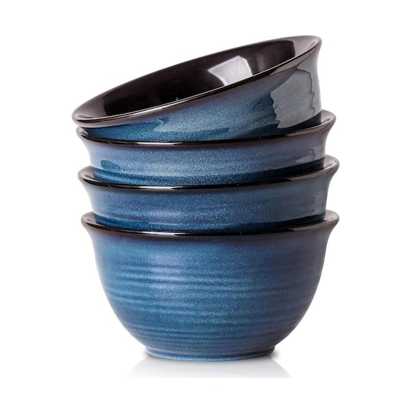 40 fl. oz. Navy Blue Family Ceramic Soup Bowls Kitchen Serving Bowls (Set of 4) Dishwasher Microwave Safe