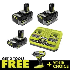 ONE+ 18V HIGH PERFORMANCE Kit w/ (2) 4.0 Ah Batteries, 2.0 Ah Battery, 2-Port Charger, & ONE+ HP Brushless Impact Wrench