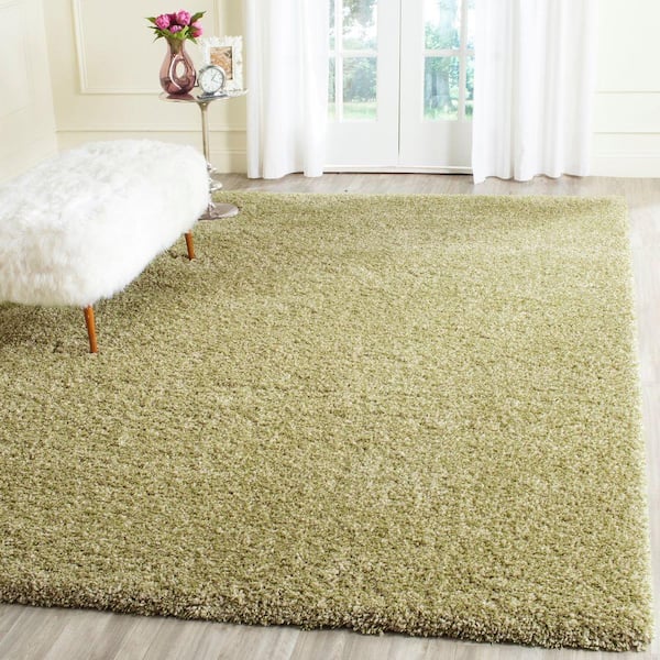 California Shag Green 8 ft. x 10 ft. Solid Area Rug