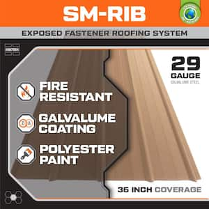 8 ft. SM-Rib Galvalume Steel 29-Gauge Roof/Siding Panel in Tan