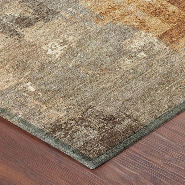 Chantille Machine Washable Indoor/Outdoor Abstract ACN2655 Taupe 8 ft. x 8 ft. Round Rug