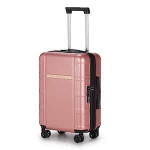 1-Piece Pink 20 in. PC Plus ABS with TSA Lock Expandable Spinner Carry on Hardshell Luggage Set