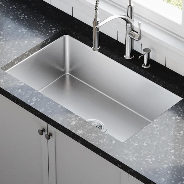PELHAM & WHITE Bryn Handmade Stainless Steel 16-Gauge 33 in. Single Bowl Undermount ADA Kitchen Sink with Bottom Grid, Drain