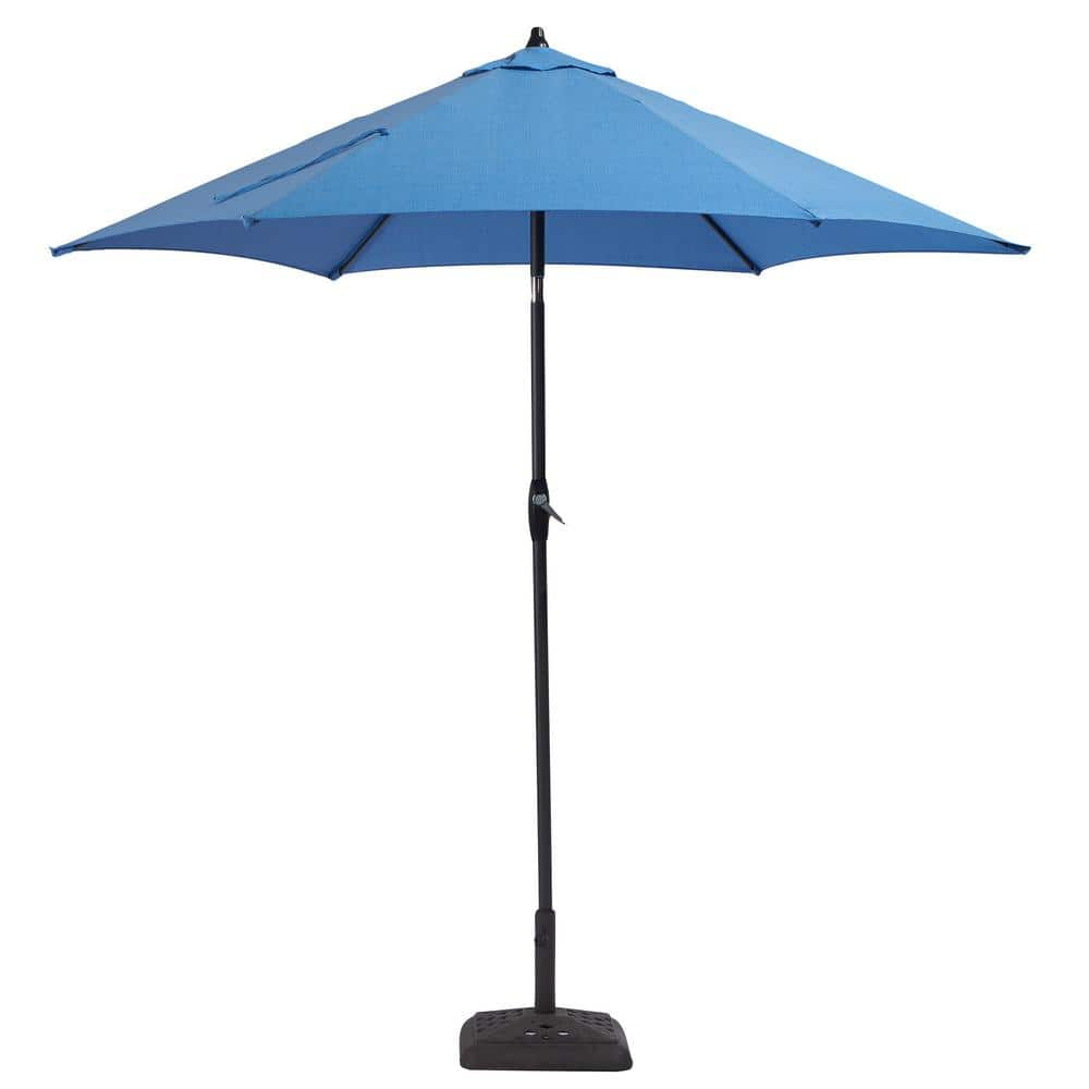 Hampton Bay 9 ft. Aluminum Patio Umbrella in Periwinkle with tilt 9900 ...