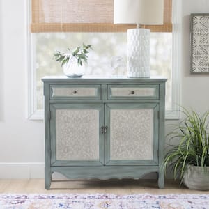 Paradise 41 in. Blue Standard Rectangle Wood Console Table with 2-Drawers