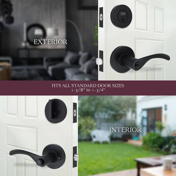 Primrose Matte Black Single Cylinder Door Lever Combo Pack Featuring Dual Keyway