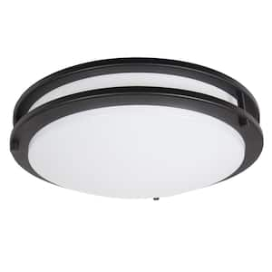 Maxxima 14 In. Round 1-Light Black Integrated LED Flush Mount MCL-3142300B