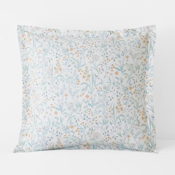 The Company Store Company Cotton Clemencia Mini Floral Pale Blue Cotton Percale Euro Sham