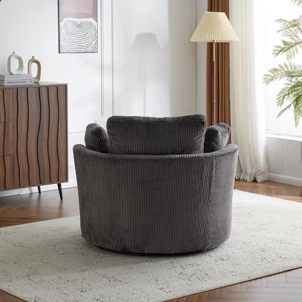 Winado Gray Velvet Accent Chair with Swivel Turntable