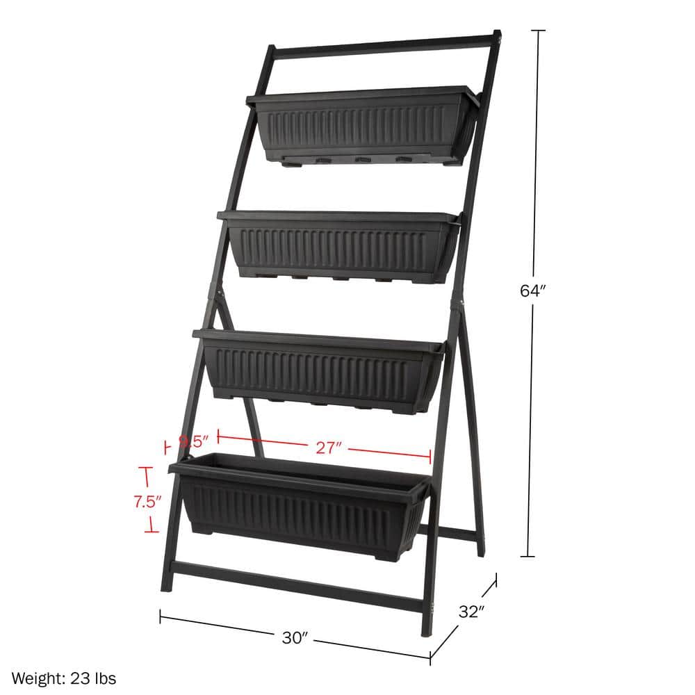 Black 4-Tier Vertical Outdoor Garden Planter