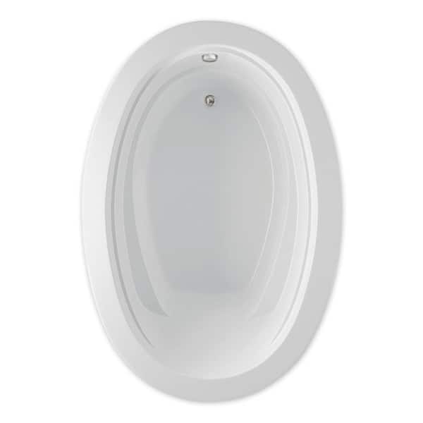 Aquatic Belmont 60 in. Oval Soaking Bathtub Reversible Drain in Acrylic Drop-in White