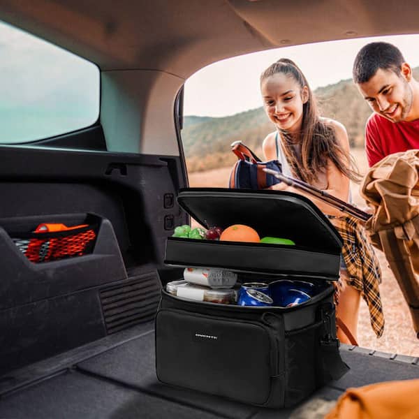 OVENTE Black Gal Cooler Bag Insulated Beach Cooler Lunch Bag