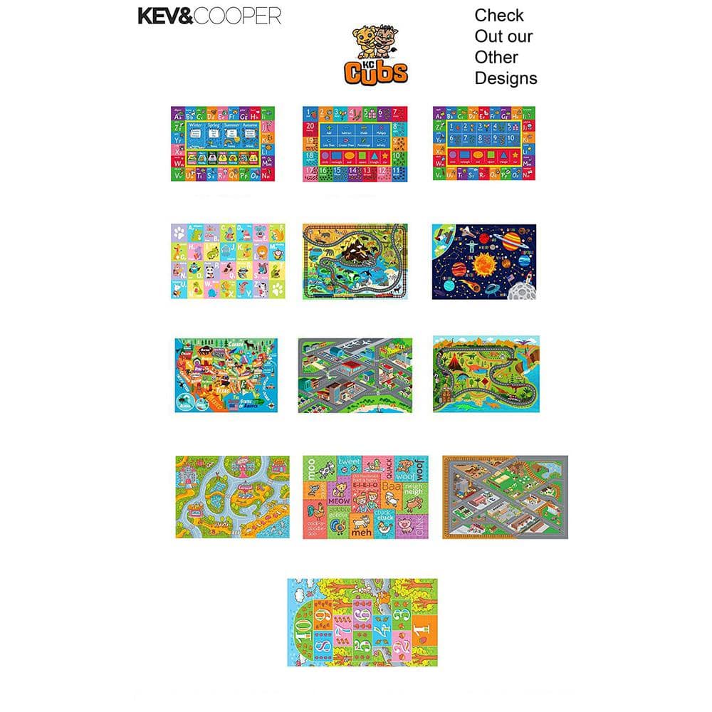 Colorful Educational Alphabet and Seasons Kids Rug, 3'3" x 4'11"