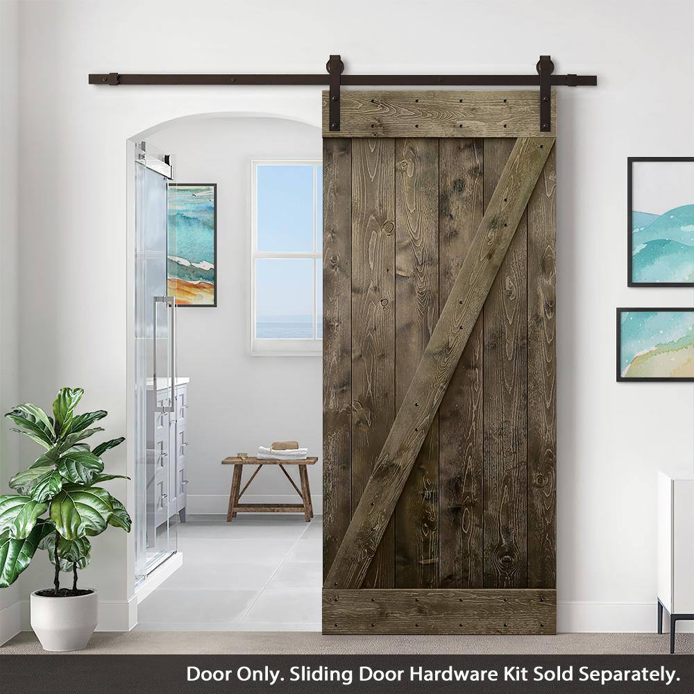 84" Dark Coffee Knotty Pine Sliding Barn Door