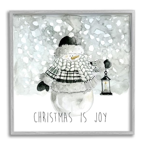 Stupell Industries Christmas is Joy Snowman by Carol Robinson 1 Piece Framed Graphic Print Typography Poster Art Print 17 in. x 17 in.
