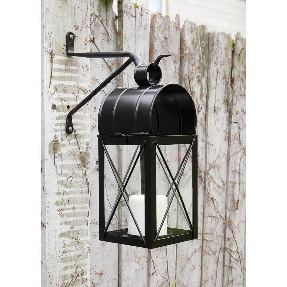 Black Wrought Iron Weather Resistant Lantern Wall Bracket