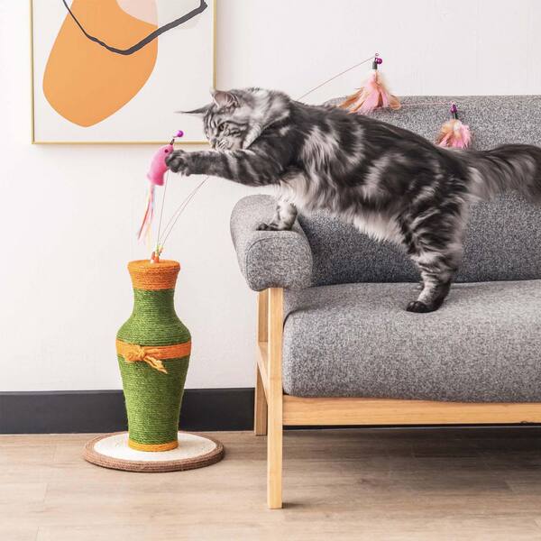 Premium Photo  A small gray kitten plays with toy on a fishing rod cat toys