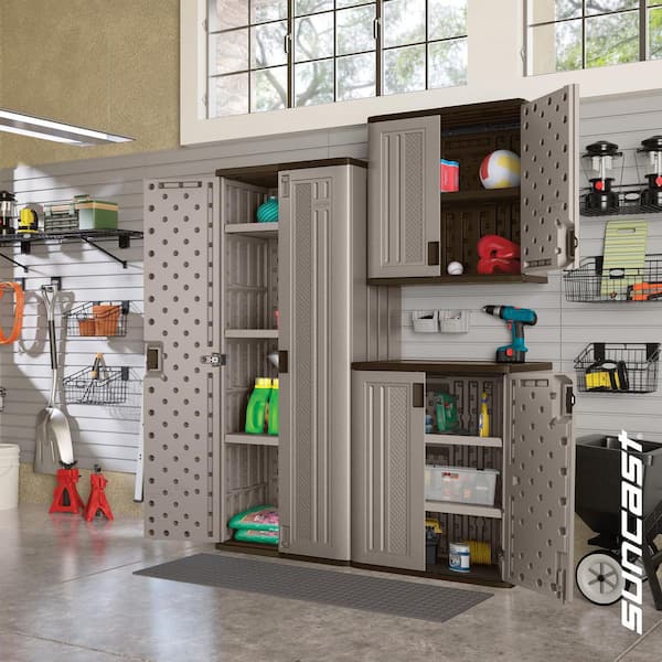 Plastic 1-Shelf Wall Mounted Garage Cabinet in Platinum (30 in W x 30 in H x 12 in D)