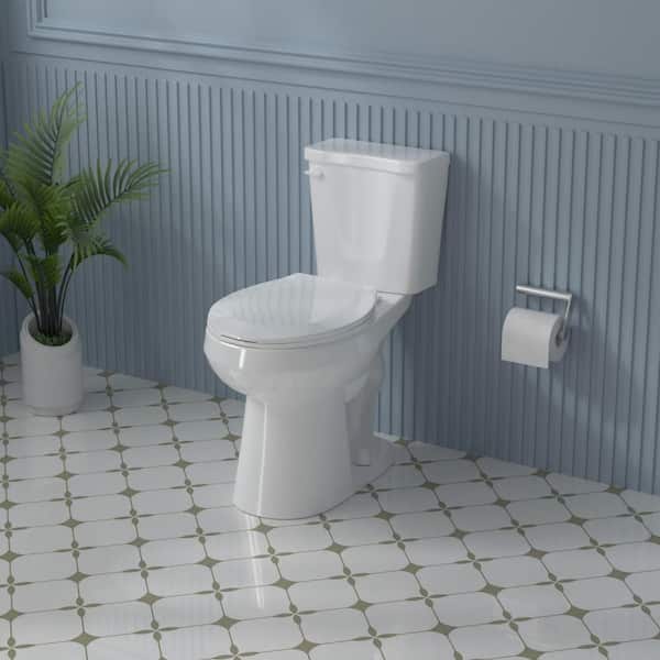 17 in. Toilet ADA Chair Height 2-Piece Toilet 1.28 GPF Single Flush Round Toilet in White With Soft-Close Seat Toilet