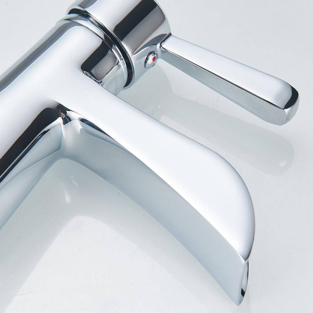 Brushed Chrome Single Handle Bathroom Faucet with Drain Assembly