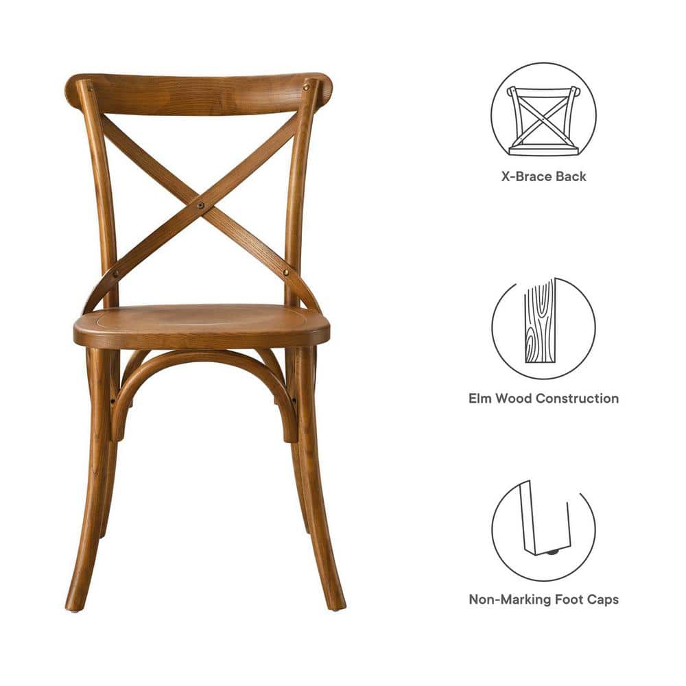 Walnut High Cross Back Upholstered Side Chair