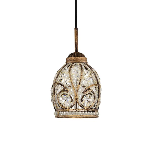 Telder 5.9 in. 1-Light Indoor Antique Brass Finish Pendant Light