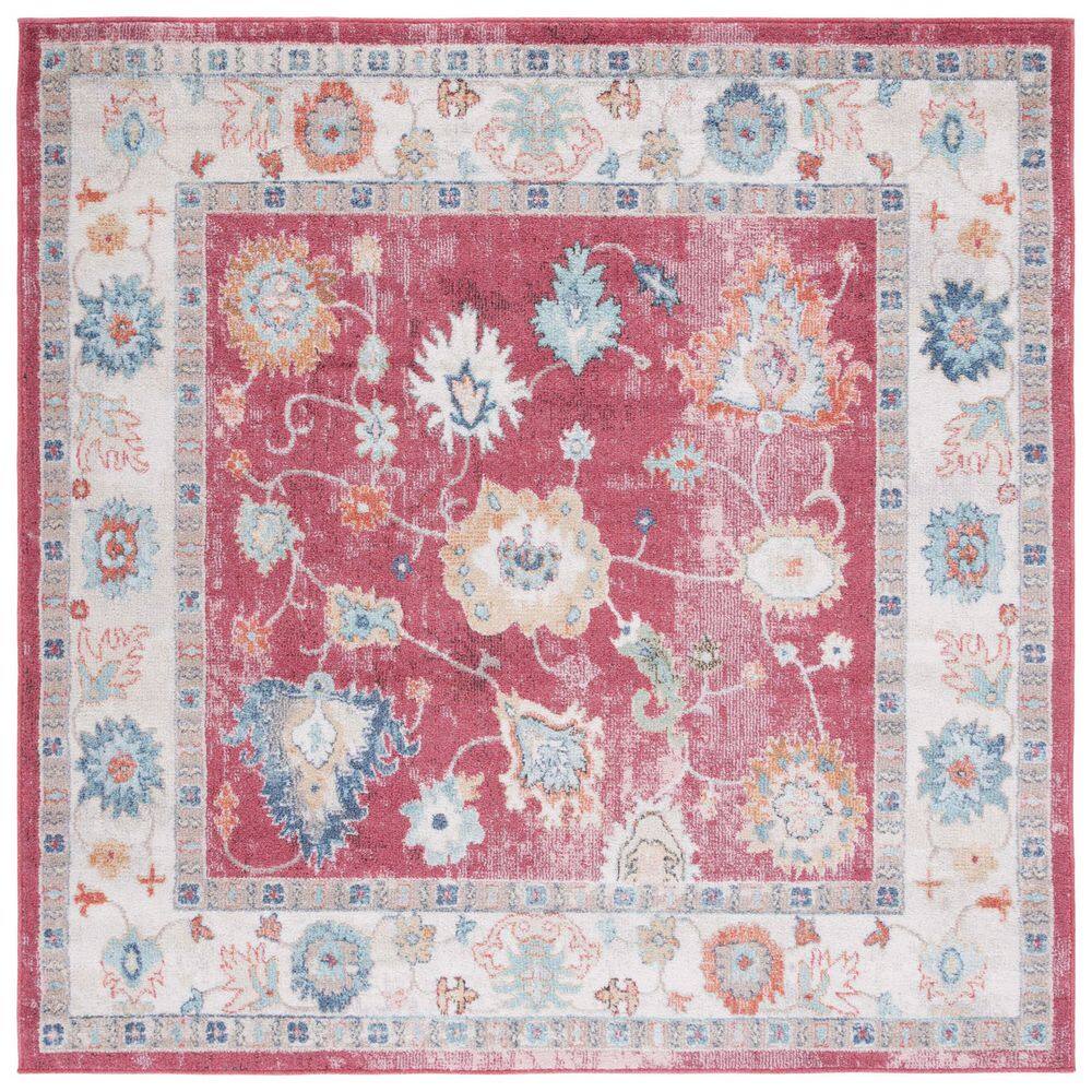 Phoenix 7 ft. x 7 ft. Red Distressed Border Square Area Rug price history on PriceWatchPro