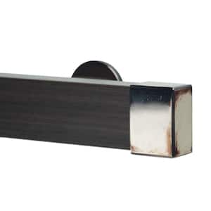 Kontur Wood 96 in. Non-Adjustable Single Traverse Window Curtain Rod Set in Chocolate with Burnt Nickel Endcap