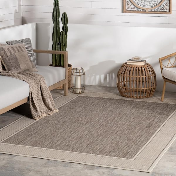 Gris Contemporary Light Grey 10 ft. x 14 ft. Outdoor Area Rug