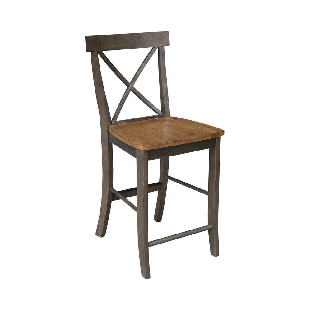 Hickory Washed Coal Solid Wood Traditional Counter Stool