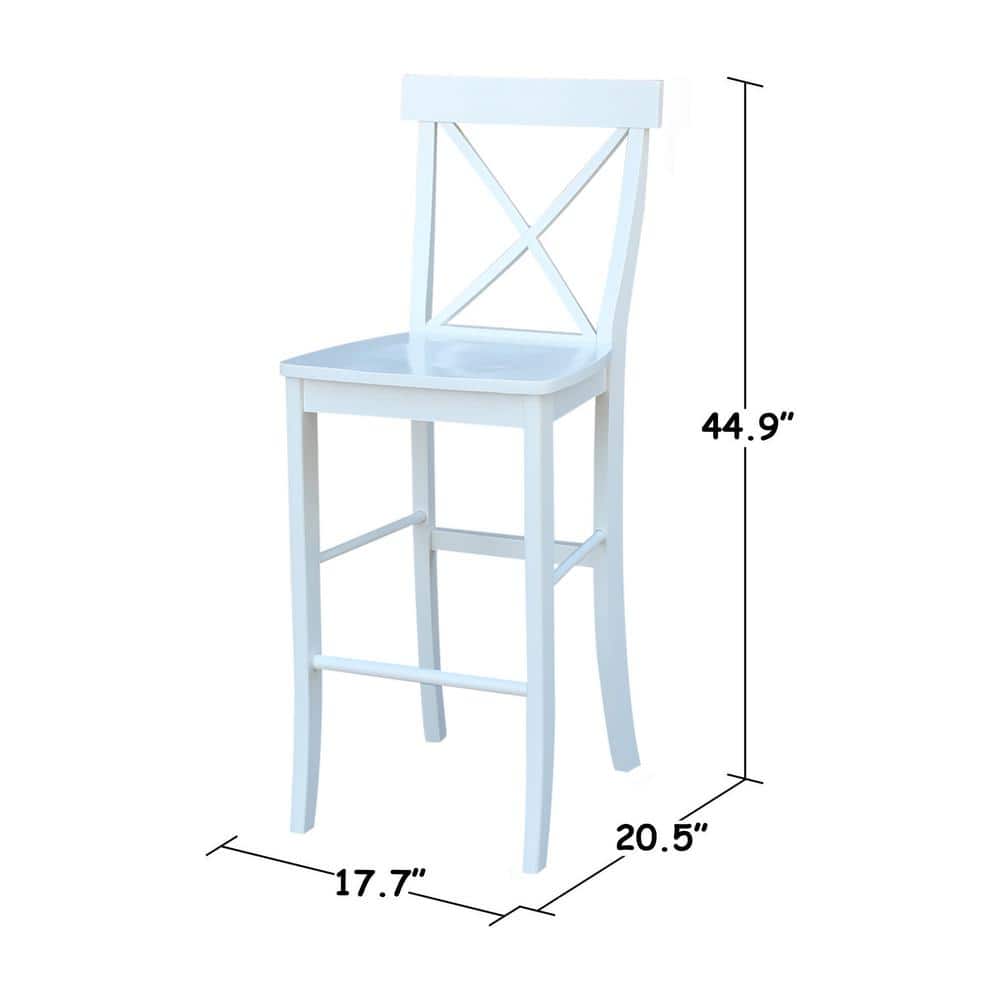 White Solid Wood X-Back 30" Bar Stool