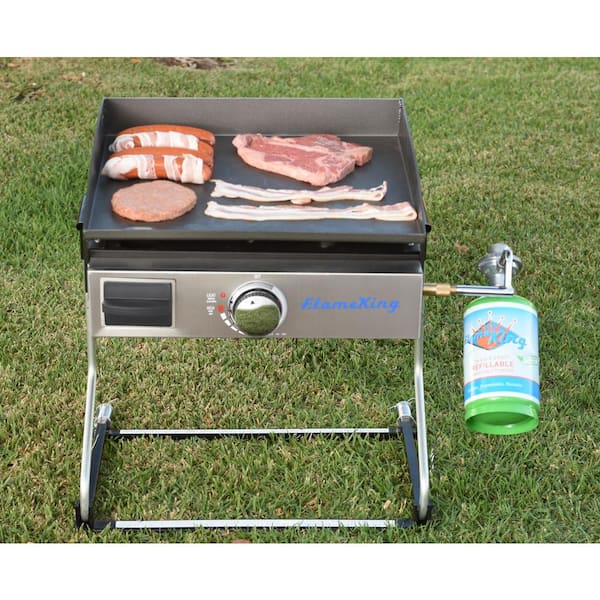 Flame King Flat Top Portable Propane Cast Iron Grill Griddle Tabletop for  Outdoor Camping, Tailgating, Outdoor Cooking, Black YSNFM-HT-100NB - The  Home Depot