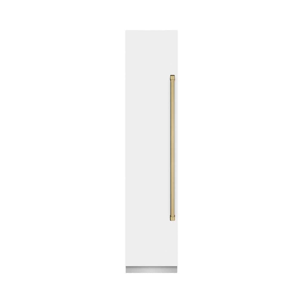 18 in. 8.6 cu. ft. White Matte Left Hinge Upright Column Freezer in Graphite Gray and Champagne Bronze Accents