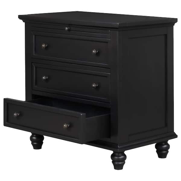 28 in. W x 16.9 in. D x 28.1 in. H Bathroom Black Linen Cabinet
