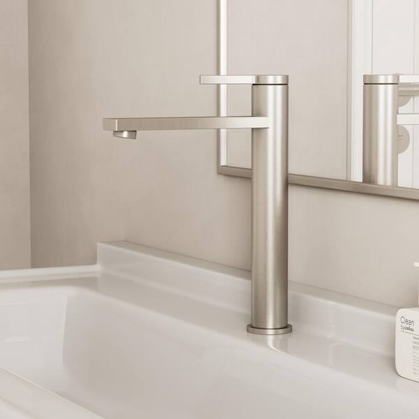 TINIAN Single Handle Vessel Sink Faucet with Pop-up Drain in Brushed Nickel