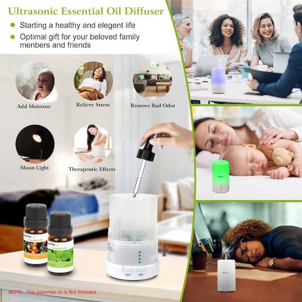 Dartwood Premium Ultrasonic Aroma Diffuser and Humidifier - Essential Oil and Mist Vaporizer with 7 LED Lighting Modes & 4 Timers (300ml)