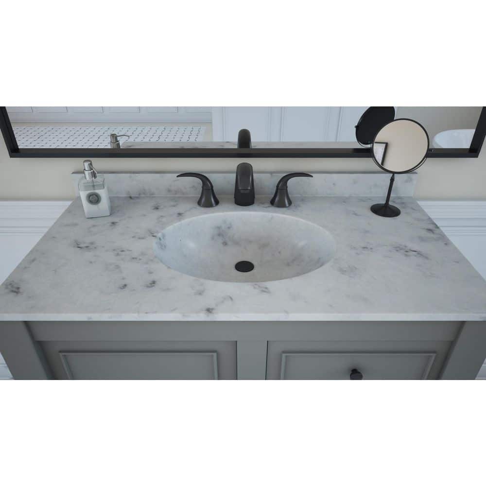 Chesapeake 55 in. W x 22 in. D Solid Surface Round Single Sink Vanity Top in Carrara price history on PriceWatchPro